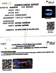 4.96/CT Natural Blue Sapphire With Govt Lab Certificate